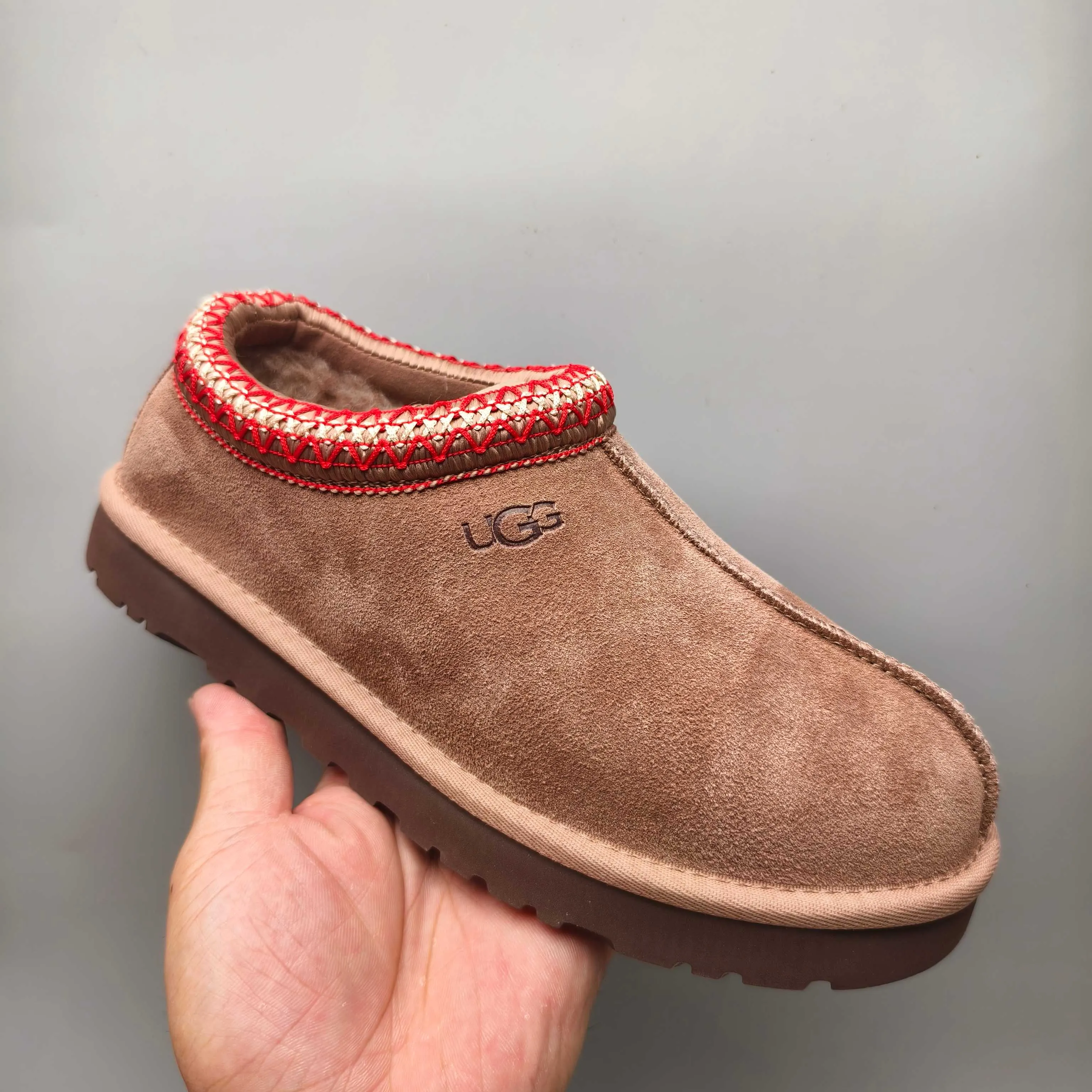 💰440 UGG sheepskin all-in-one snow boots for women, 5955 model 4470, one-legged ethnic style home style for women, color: light oak brown, pink, sand color, size: 35-41